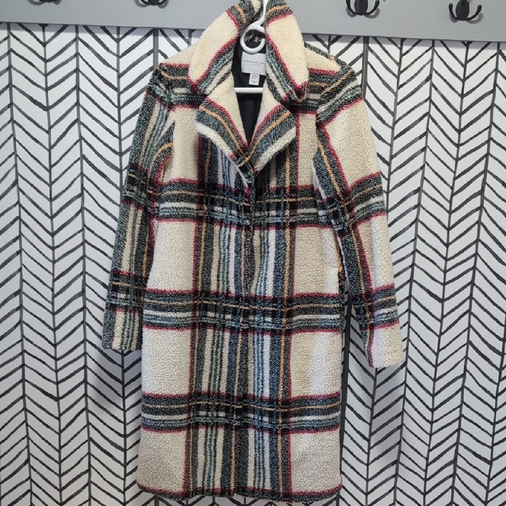 Plaid Sherpa Coat for Women